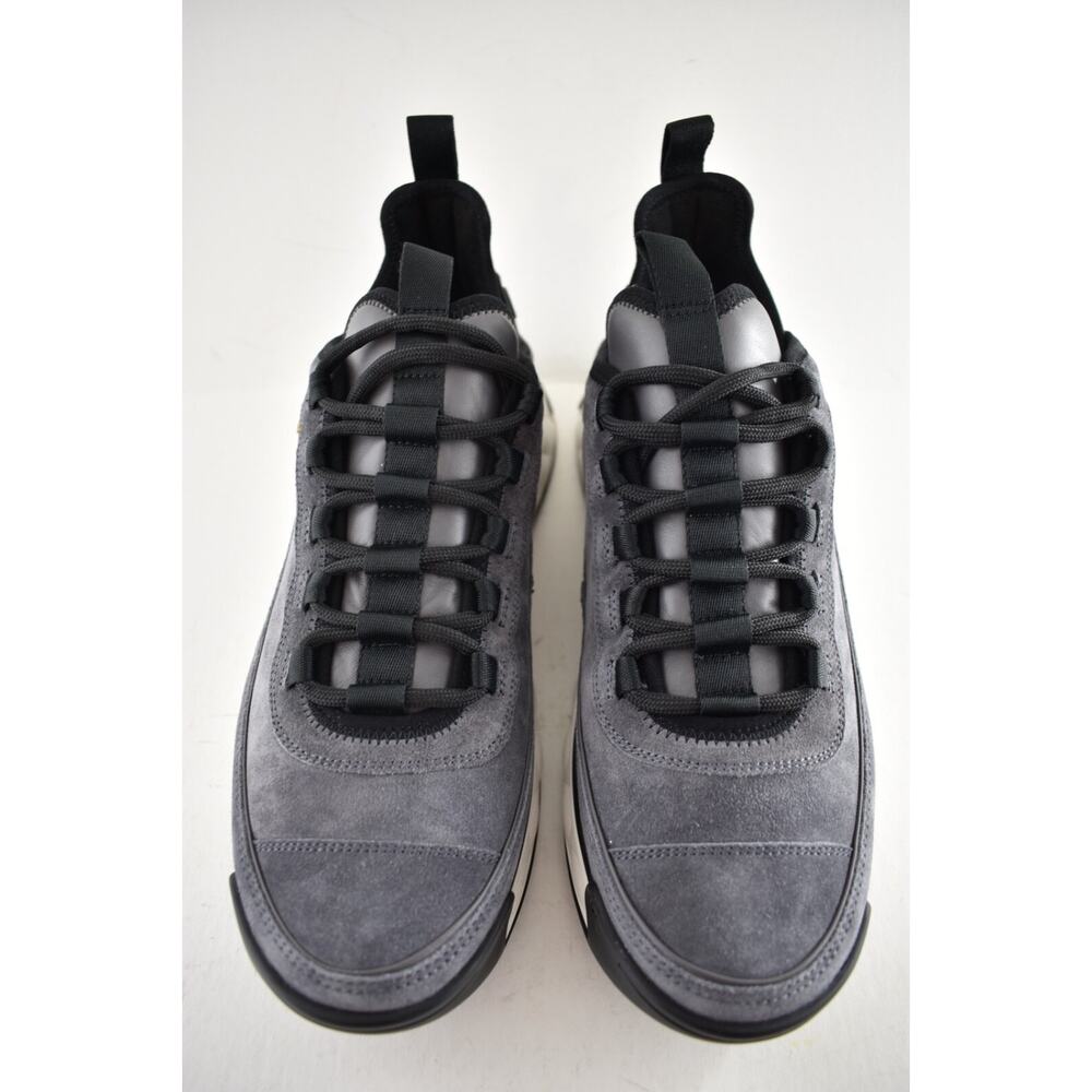 Chanel 23K Grey Suede Black White CC Logo Lace Up Low Top Trainer Sneaker 42 - Picture 5 of 15